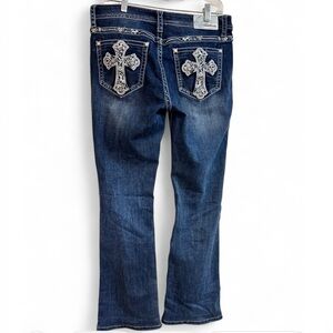 Grace Dark Blue Boot Cut Jeans with Cross Details